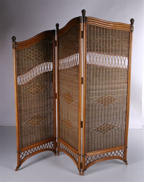 wicker folding screen 3 panel